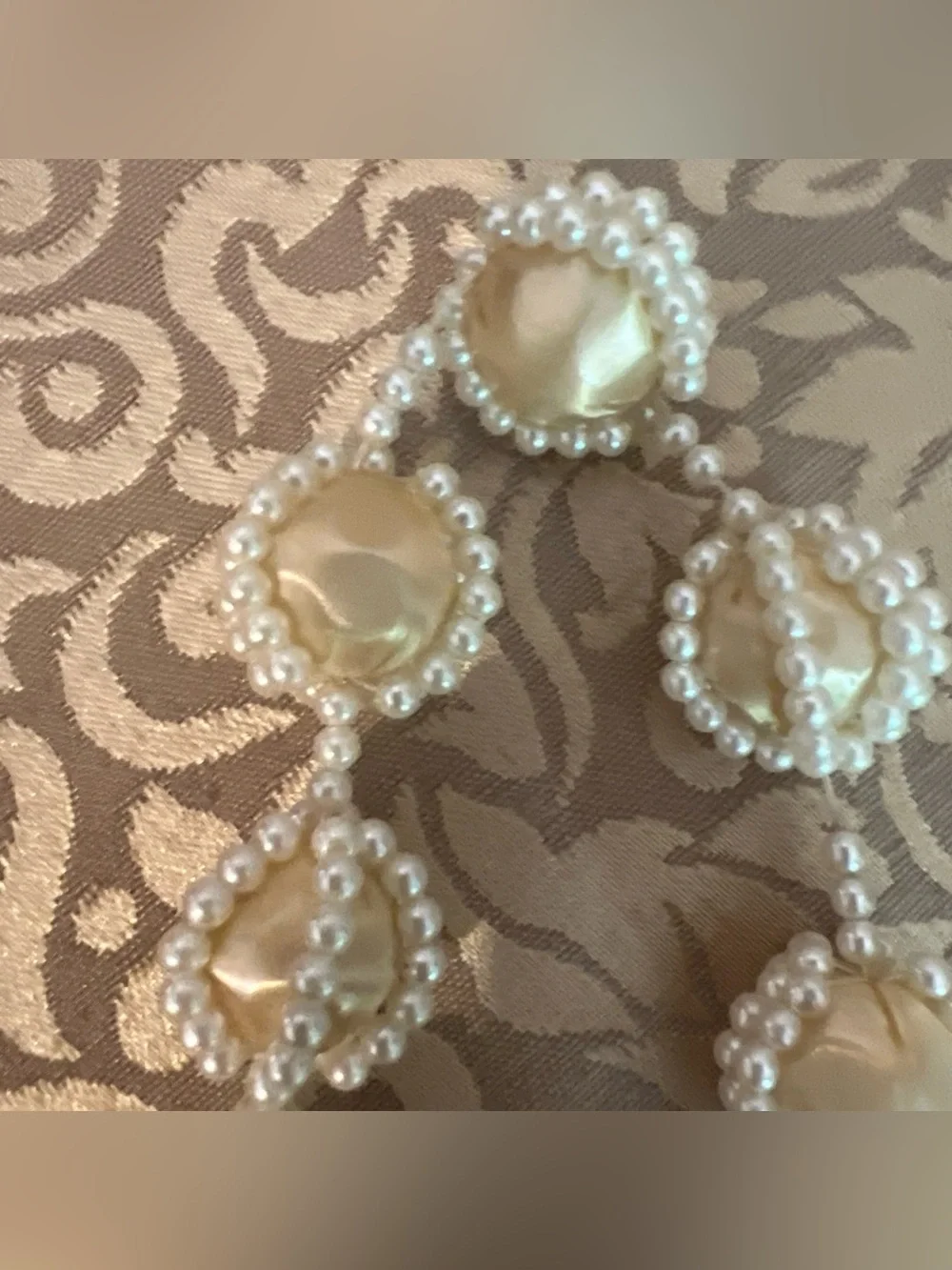 STUNNING VINTAGE ESTATE CAGED BEAD & PEARL NECKLACE Faux Pearls 36” Long